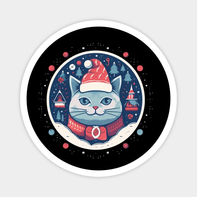 Russian Blue Cat Xmas, Love Cats Magnet by logiamerch